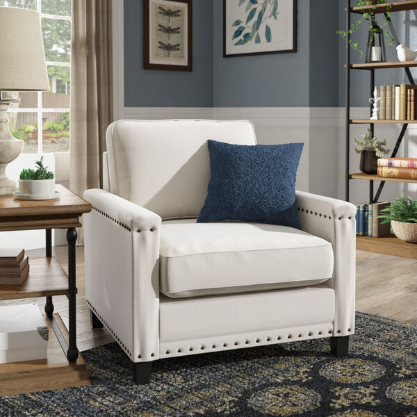 Whitney Ivory Arm Chair with Nailhead Trim, image 5